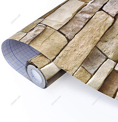 Yizunnu 3D Brick Pattern Wallpaper,Vinyl Self Adhesive Waterproof Wall Sticker, Bedroom Living Room Kitchen Home Decor 0.45x10m