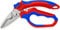 KNIPEX Gewinkelte Elektrikerschere mit Mehrkomponenten-Hüllen, glasfaserverstärkt spiegelpoliert 180 mm, 95 05 20 SB