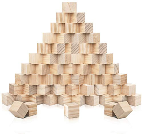 Kurtzy Kleine Holz Würfel (60 Stk) - Holzwürfel 3x3x3cm – Naturbelassene Unbehandelte Blanko Holzklötze – Holzblöcke Bauklötze zum Basteln, DIY, Stempel, Mathematik, Bausteine, Spielsteine, Puzzle
