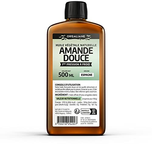 Huile d'Amande Douce 500 ml - 100% Naturelle - Pression à froid