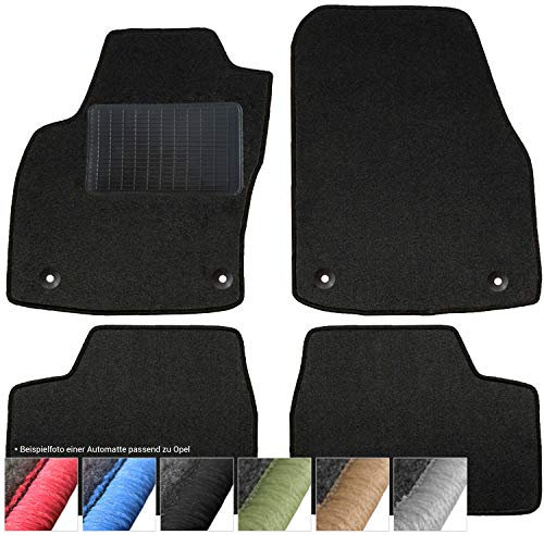 moto-MOLTICO Fußmatten Auto - Velours Autoteppiche passend für Opel Zafira B (2005-2011) - 4-teiliges Set - Schwarze Automatten mit Schwarzen Ziernähten