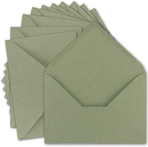 50x Vintage Brief-Umschläge DIN C5 Kraftpapier 120 g/m² - 157 x 225 mm - grün Recycling - Nassklebung Spitzklappe - UmWelt by GUSTAV NEUSER