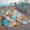 Paco Home Teppich Wohnzimmer Vintage Kurzflor Orientalisch Modern Rautenmuster Geometrisches Design Braun Türkis, Grösse:120x170 cm, Farbe:Beige 2