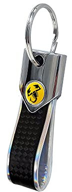 Abarth 21779 Portachiavi Ufficiale Argento Carbon, Scorpione Giallo