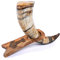 Norse Tradesman Genuine 50 cm Ox-Horn Viking Drinking Horn with Solid Wood Stand Engraved with Thor's Hammer | Burlap Gift Sack Included | The Mjolnir, Low Polish, 50 cm