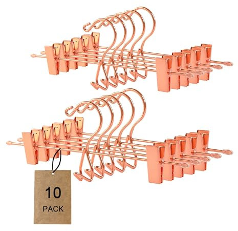 Better to U Stackble Gold Copper Metal Pants and Skirt Hanger, Metal Trousers Hanger (Copper 10pcs)