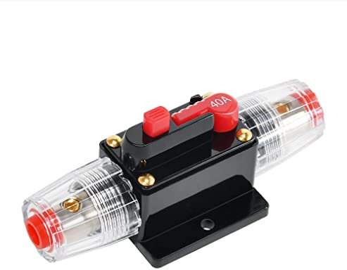 RED WOLF 40 Amp Circuit Breaker Protection Audio Inline Quick Breaker Fuse Holder Inverter w/Manual Reset Suitable for Car Solar Inverter System Protection DC 12V-24V