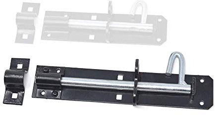 ZEROplus Mild Steel Brenton Pattern Padlock Bolt, for Garden Gates, Sheds (203mm, Black Japanned)