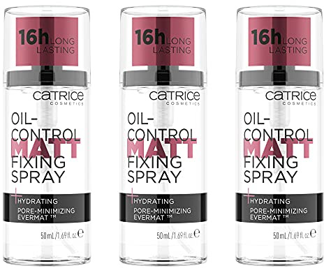 Catrice Oil-Control Matt Fixing Spray, Gesichtsspray, transparent, für Mischhaut, erfrischend, fixierend, langanhaltend, mattierend, porenverfeinernd, matt, natürlich, vegan, 3er Pack (3 x 50ml)