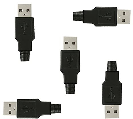 Ainkou 5 Sets USB Type A 4 Pin Male Jack Connector Adapter Plug Socket Connector Solder Welding Plate for DIY USB Power Supply Breadboard
