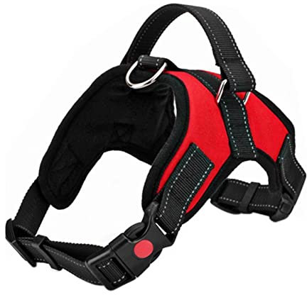 FYY Dog Harness No Pull, Breathable Adjustable Pet Vest, Reflective Oxford Easy Control Dog Harness with Sturdy Handle for Small Medium Large Dogs L-Red