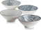 QINLANG Lot de 4 bols à ramen japonais en céramique pour céréales, soupe, Pho, nouilles - Bleu et blanc, 20,3 cm