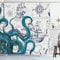 GOOESING Cool Octopus Nautical Teal Kraken Sailboat Pirate Polyester Waterproof Shower Curtain 72x72 Inch