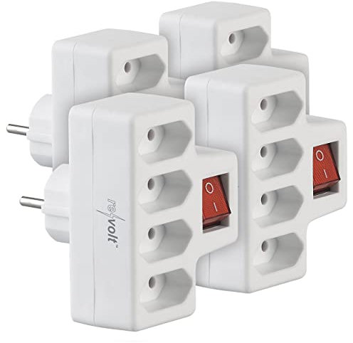 4 multiprises à 4 prises avec interrupteur 10 A / 2300 W [reVolt]