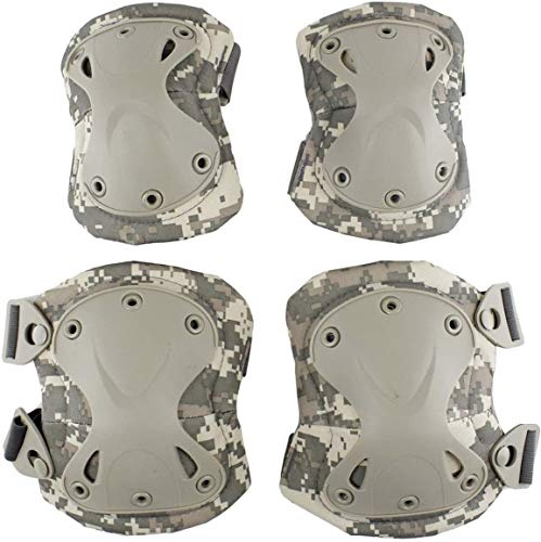 Tarnnetz Taktisches Militär-Camouflage-Knieschoner und Ellbogenschützer Set für Airsoft Paintball Jagd Army Skate Outdoor Sport