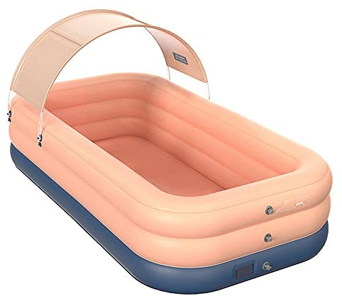 Piscina gonfiabile grande per famiglia, con pompa gonfiabile, per adulti (arancione, 210 cm)