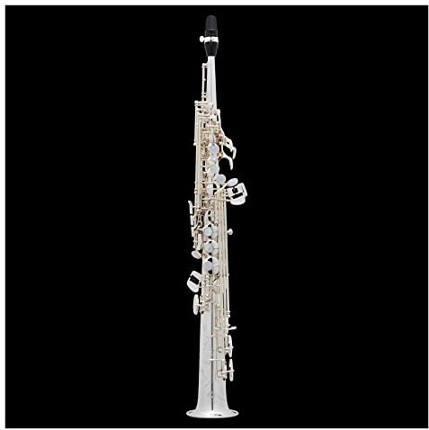 Saxophon Goldlack B Gerade Mit Etui Mundstück Blätter Hals Saxophonblatt Saxophon Students (Color : Silver)