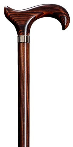 Gehstock X-SIZE Derby DARK, kräftiger Derbygriff, massive Buche, dunkelbraun geflammt, Stahlkern extra starken Halt, inklusive Gummipuffer, 110 cm