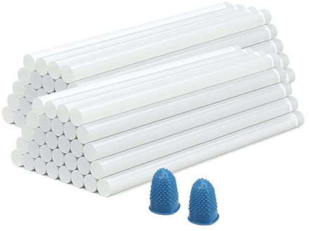 Ferrestock FSKBTF004 Set 60 Barras de Pegamento, 11mm de diámetro, 200mm de Longitud, Incluye 2 dedales, Ideal para Usar con Pistolas termofusibles, Trasparente