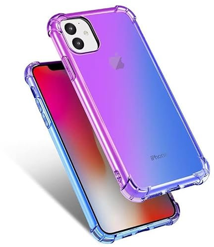 EASSGU TPU Silikon Handyhülle für iPhone 11 (6.1 Inches), Durchsichtig Farbverlauf Case, Anti Drop und Anti Scratch Schutzhülle - Blau Lila