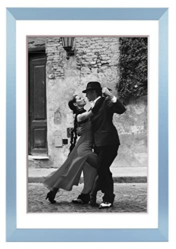 Stallmann Design Bilderrahmen mit Passepartout 30x40 cm (Bild 20x30) | Farbe: Blau | 30 mm starke Rahmenleiste