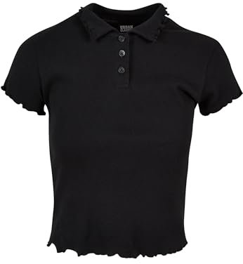Urban Classics Damen T-Shirt Ladies Rib Polo Tee Black S