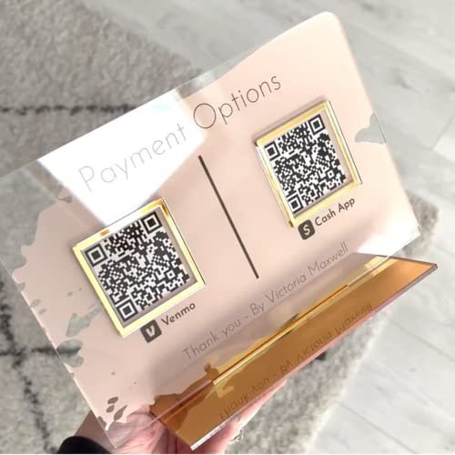 Pahdecor Personalisiertes Doppel-QR-Code-Schild, Scan to Pay-Schild, Venmo Instagram Facebook-Schild, PayPal CashApp Direct Payment Schild, kleines Pop-Up-Schild, für Geschäfte, Bewertungen,
