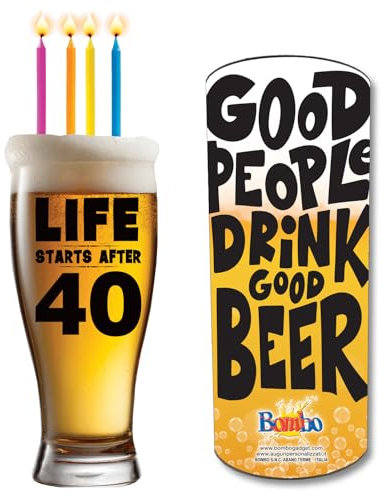 Boccale Vetro Pinta per Festa di compleanno LIFE STARTS AFTER 40