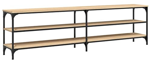 vidaXL TV Schrank, Fernsehschrank mit viel Stauraum, Lowboard für Fernseher Wohnzimmer, Fernsehtisch HiFi Schrank TV Möbel, Sonoma Eiche Holzwerkstoff Metall