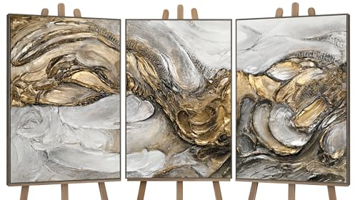 YS-Art XXL Abstrakt Acryl Mehrteiliges Gemälde Tsunami handgemalte