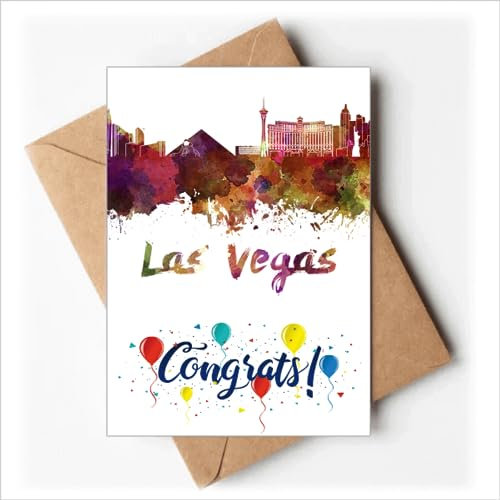 Las Vegas America City Aquarell-Hochzeitskarten Glückwunschkarten Grußumschläge