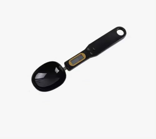RESAES Resistant and aesthetic Balanza Cuchara Digital de Alta Precisión 0,5g - 500g Cuchara medidora electrónica Balanza de comida gramos, oz, gn, ct con Pantalla LCD y Función de Tara (Negro)