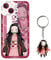 ALcoRy Anime Phone Case Compatible with iPhone 15 Pro Max, Cute Nezuko Cartoon Case with Kawaii Keychain，Soft TPU Protective Cover for Girls Boys Kids Kids (15PM, Ne)