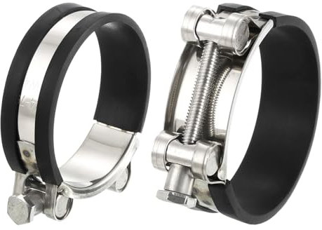sourcing map 2Pcs T-Bolt Hose Clamp Working Range 74-79mm Rubber Cushioned Intake Intercooler Clamps Adjustable Tube Clamps for Tubes Pipes