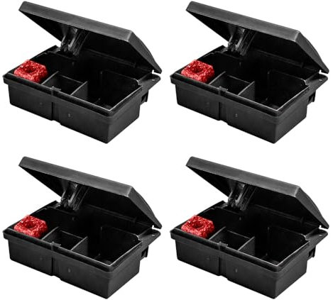 The Big Cheese Mouse Killer - Fast Acting, Single Feed, Ultra Power Poison Bait Plus Strong Lockable Bait Station - Pack of Four Bait Boxes