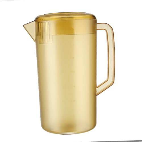 Jarra de Plástico con Tapa, Jarras de Agua Esmerilada de 3,5L/5L, Hervidor de Agua Fría para Té Helado, Bebida de Jugo, Cerveza, Café, Limonada(5000ml-Marrón)