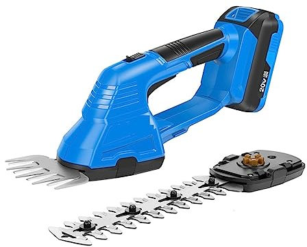 Cisaille à gazon portative de taille-haie, 2 en 1 taille-haie électrique 20V sans fil tondeuse à gazon batterie sécateur outils de jardin cisailles coupe-arbuste for l'herbe Léger et facile à utiliser