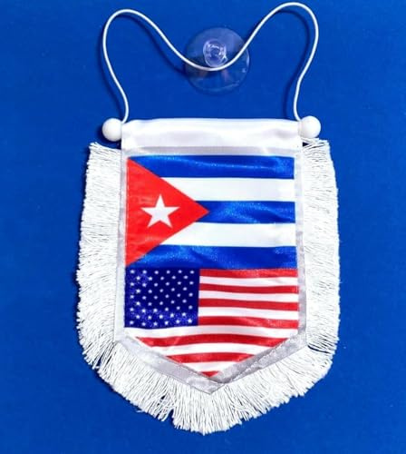 Drapeau de voiture cubain pour rétroviseurs à coller au verre - Drapeaux cubains de qualité supérieure - Montrez votre patrimoine à chaque voyage