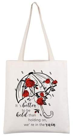 AKTAP The Rose Kpop Merch The Rose Song Lyric Tote Bag Rose Fan Gift It's Better To Be Held Than Holding On We're In The Rain, Tragetasche mit Rosenmuster, 16*15INCHES