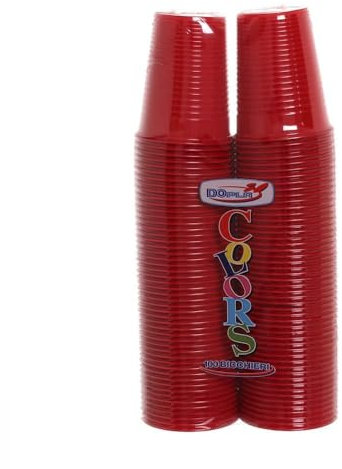 TEKHOME 100/200/500/1000 PEZZI BICCHIERI COLORATI COLORS DOPLA da bibita ideali per compleanni, feste, party, aperitivi (ROSSO, 100)