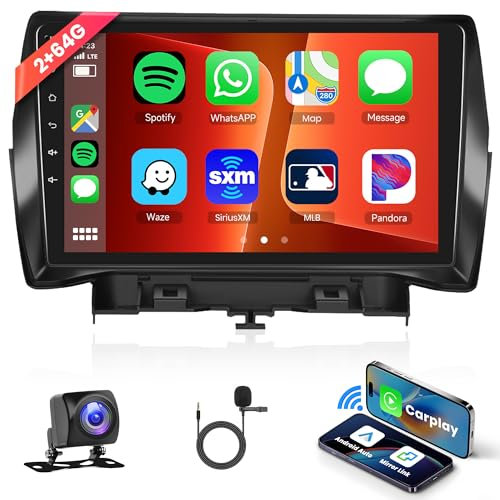 2G+64G Inalámbrico Carplay Android Radio Coche 2 DIN para Ford Kuga 2013-2017 con Android Auto GPS Navi WiFi 9 Pulgadas Radio Coche con Mirror Link Bluetooth FM/RDS/Dab+/OBD/DVR/SWC Cámara Trasera