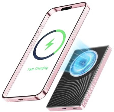 Magnetic Power Bank, Slim 10000mAh Wireless Portable Charger, Magsafe Battery Pack, 20W Fast Charging Powerbank with USB-C Cable in & out, for iPhone 16/15/14/13/12 Plus/Pro/Max Series