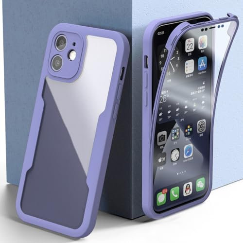 ADKOT Custodia a copertura totale 360 per iPhone 15 14 11 13 12 Mini telefono paraurti per iPhone XS XR 7 8 6S 14 15 Plus Cover, viola, per iPhone 14 Plus