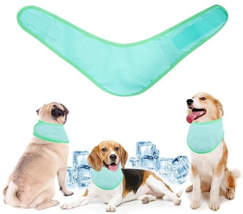 Dog Cooling Bandana, Breathable Pet Cooling Collar for dogs, Instant Cooling Neck Wraps Ice Scarf for Summer (Green, S)