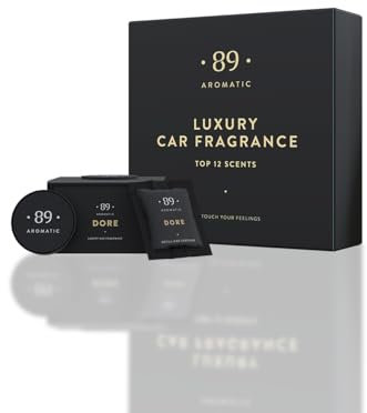 Aromatic •89• Autoduft Lüftungsclip Set 12 Monate – Auto Duft Innenraum & Lufterfrischer mit 12 Nachfüllkapseln Geschenkset – Auto Parfum & Lufterfrischer, entfernt Rauch & Tiergerüche