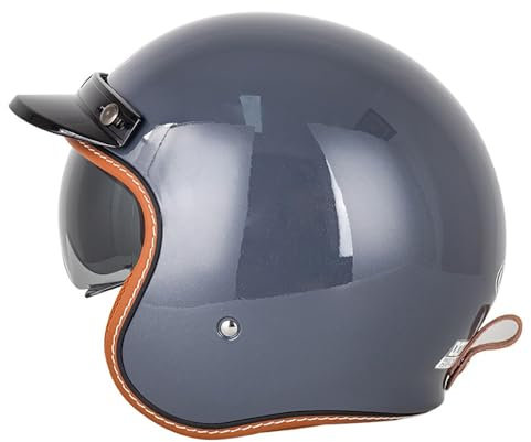 Beyswage Open Face Low Profile Helmet, Motorcycle Helmet with Inner Sun Visor, ECE22-06 Approved, Compatible with Motorcycle, Black