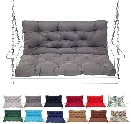 Porch Swing Cushion with Backrest, Waterproof Bench Cushion for Outdoor Furniture, 2-3 Seater Replacement Thickened Swing Cushion with Ties,Patio,Outdoor,Backyard and Garden(#1,120X100CM/47X39IN)