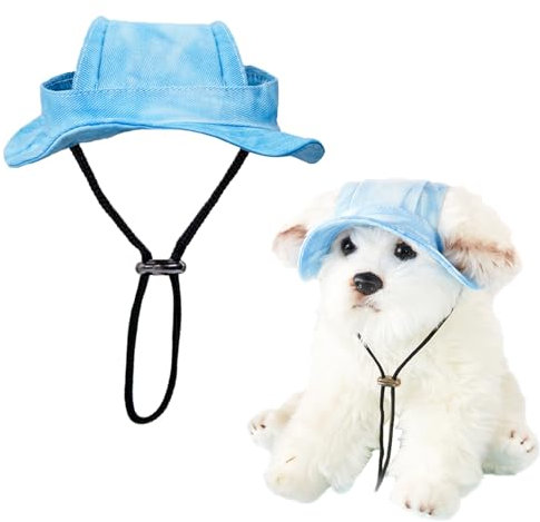 TYXHXTF Hunde Baseballmütze, Hundecap mit Ohrlöchern, Hunde Mütze, Hundemütze für Hund, Basecap Verstellbar Sonnenschutz, Baseballmütze Verstellbare, Kleine und Mittlere(M, Blau)