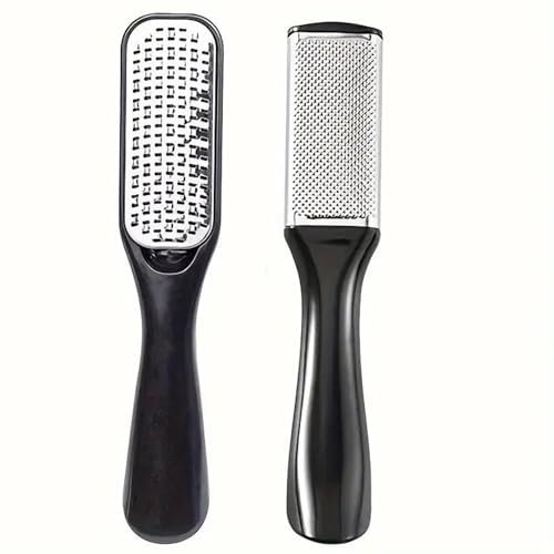 Foot File Foot Scraper (2 Pcs Set) Hard Skin Callus Remover for Feet - High Grade Stainless Steel File - Dry or Wet Foot Care - Best Pedicure Foot Scrub Foot Scrubber.