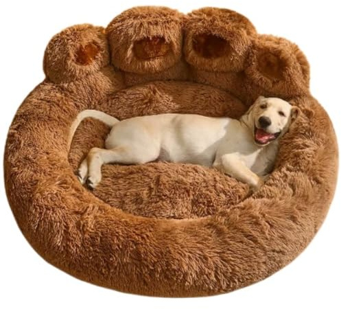 SWZEC Elegare Lidi - Riesenpfoten-Tierbett (L - 70cm,Braun)